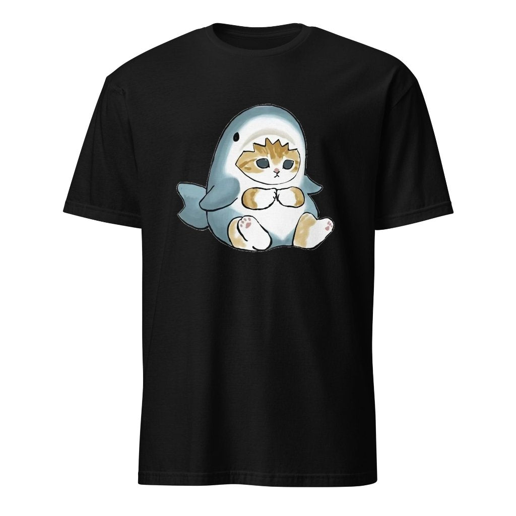 Unisex T-shirt with short sleeves and a cute kitten in a shark costume